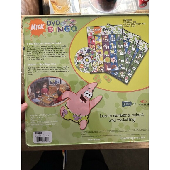 Nickelodeon DVD Bingo Board Game Spongebob Squarepants Nickelodeon 2006 TIN BOX - Picture 3 of 3